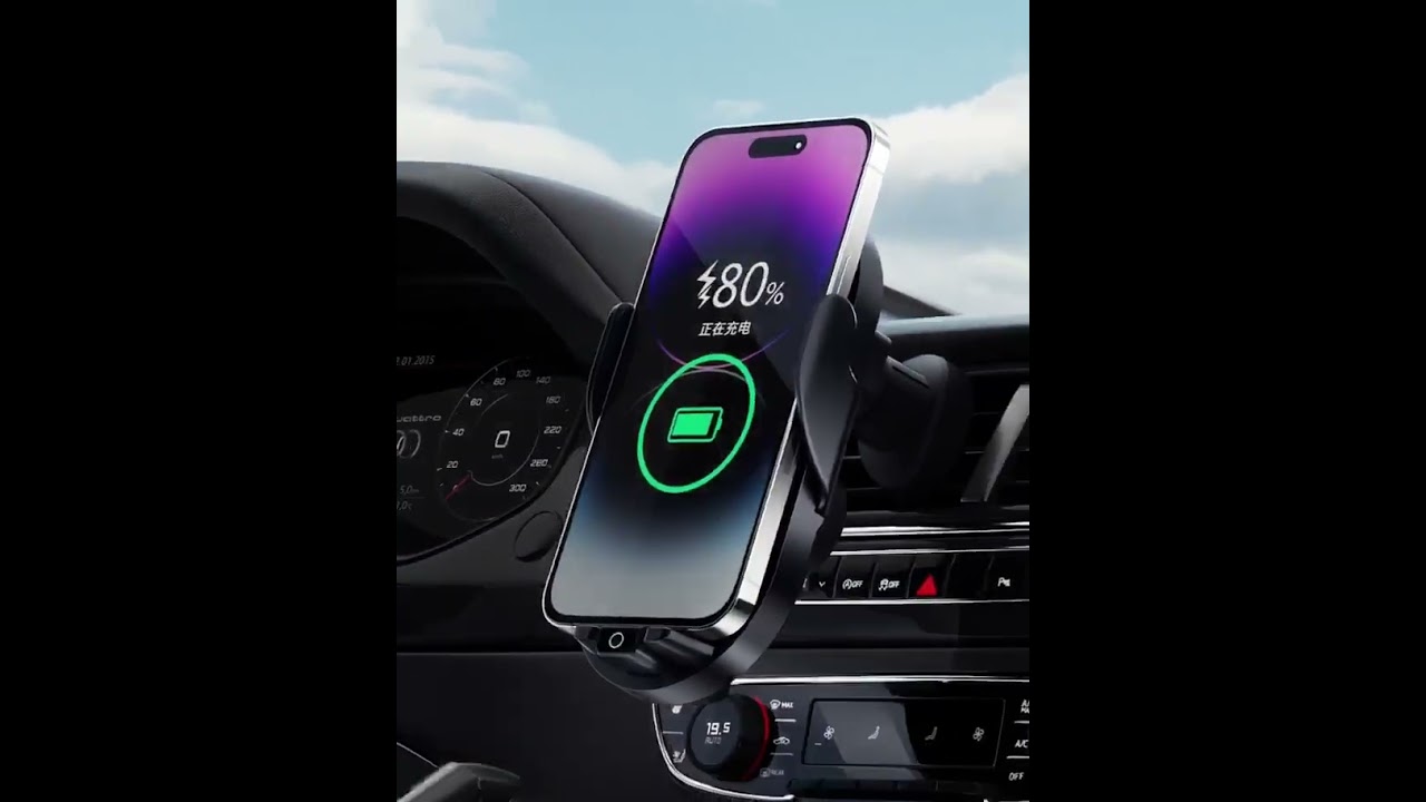 Smart Поставка стойка държач за телефон с безжично зарядно Wireless Charger за автомобил