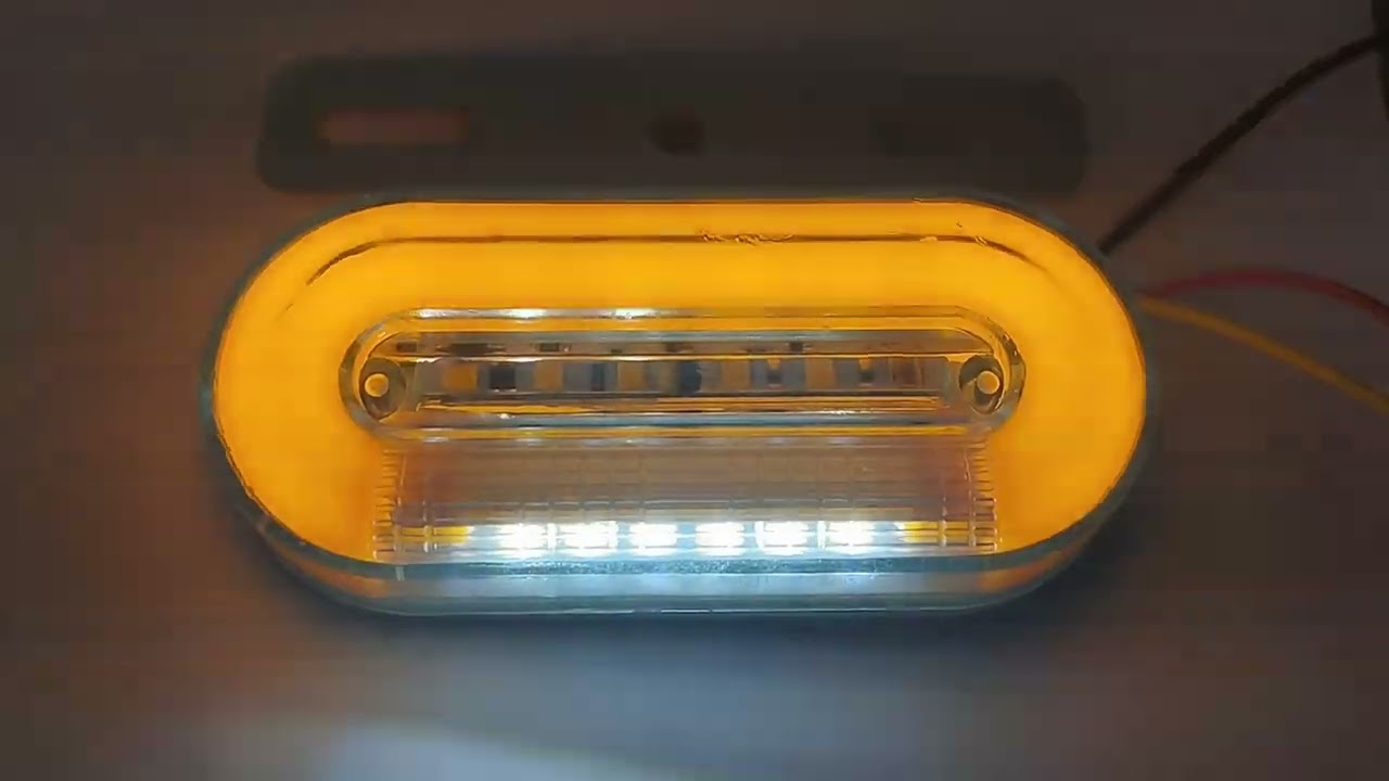 Лед LED Диоден Маркер Габарит Индикатор 12V Бягаща Оранжева светлина - Бял За Камион Бус Ван Ремарке Каравана Платформа