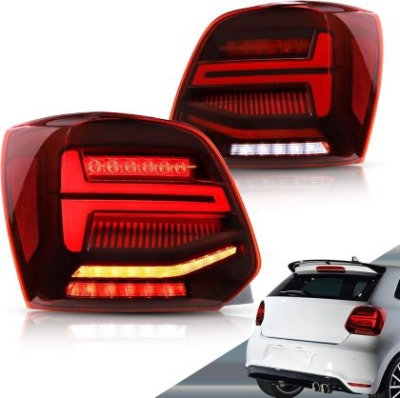 Диодни стопове за VW POLO (2009-2017) GTI / R look с бягащ мигач - червени