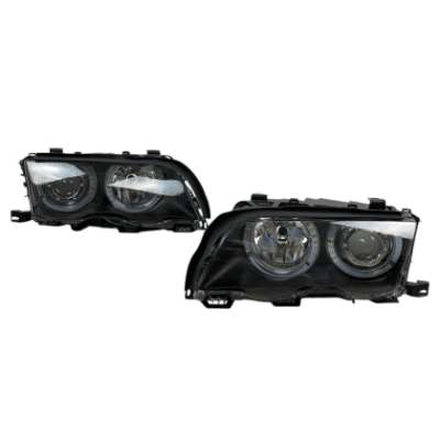 Тунинг фарове за BMW E46 седан (1998-2001) - черни с led ангелски очи