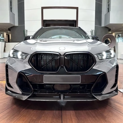 Добавка предна броня за BMW X6 G06 (2020-2022) M-Sport design - черен гланц