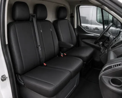Комплект 2+1 Тапицерия за FORD TRANSIT CUSTOM 2009+ – Еко кожа, Черна, 8 части