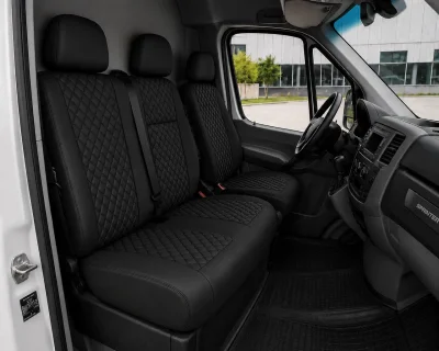 Комплект 2+1 Тапицерия за MERCEDES SPRINTER W906 2006-2018 – Еко кожа, Черна с черен шев, 8 части