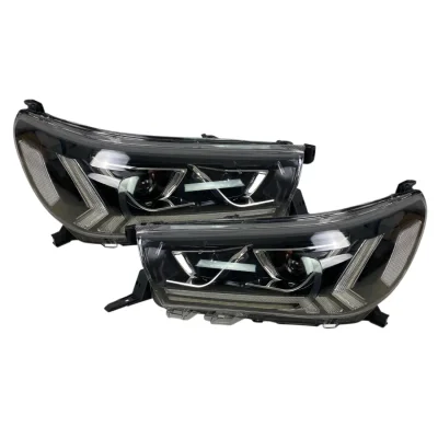 Кристални фарове за Toyota Hilux (2015-2020), led с дневни светлини