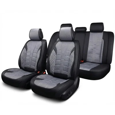 Луксозна ВИП Aвтотапицерия изработена от еко кожа и плат FULL COVER Клас А+ - Цвят СИВ