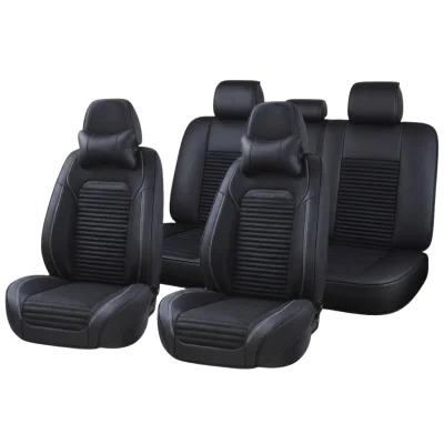 Луксозна кожена тапицерия за кола FULLCOVER от еко кожа и текстил Клас А+ черен