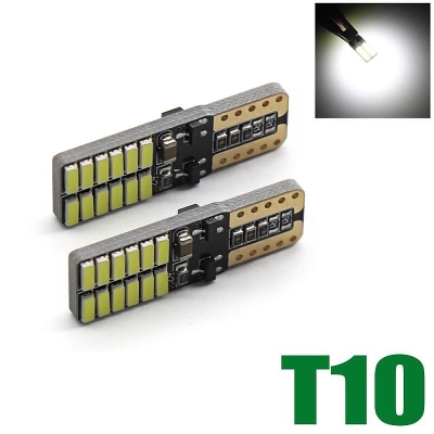 Комплект от 2 броя T10 Led крушки, W5W 4014 24SMD, 12V 24 V, бяла светлина 6000K