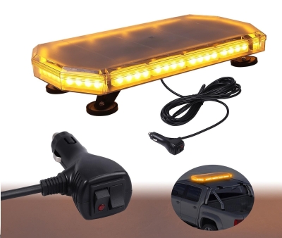 Мощна Аварийна Сигнална Лампа Лед Бар LED Блиц Маяк с Магнити Магнит 12-24V със 16 режима на работа Жълта За Пътна Помощ Платформа Снегорин Багер Бус