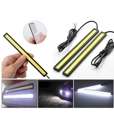 Комплект 2бр. LED светодиодни дневни светлини за автомобил 12V COB DRL - 14см бял