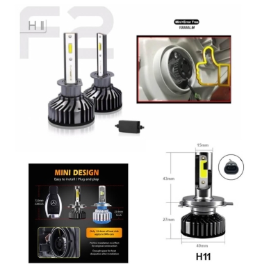 Комплект Мини LED диодни крушки H11 12V 24V 72W 10000lm CANBUS