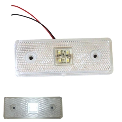 12V Диоден 4 LED ЛЕД Маркер габарит токос светлина за камиони бус ван ремарке каравана - 110 мм х 40 мм - бял