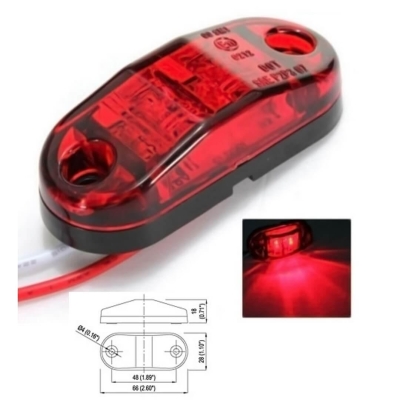 LED габарит за камион , бус , ремарке и др 12V - Червен 122