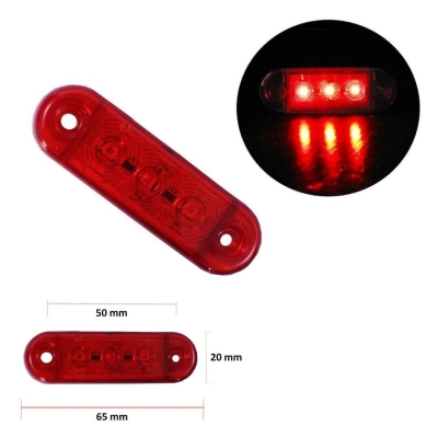 LED габарит за камион , бус , ремарке и др 12V - 24V 65 мм х 10 мм - бял 347