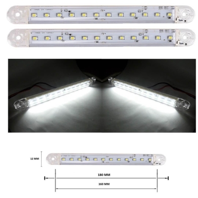 LED габарит за камион , бус , ремарке и др 12V - 24V 12 диода - Бял 806
