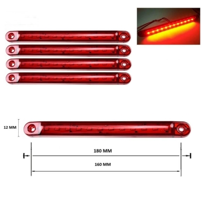 LED габарит за камион , бус , ремарке и др 12V - 24V 12 диода - червен 807