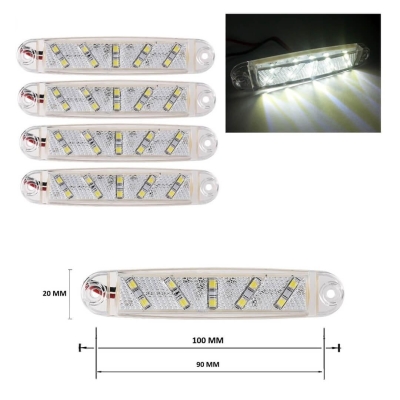 LED габарит за камион , бус , ремарке и др 12V - 24V 10 диода - бял 810