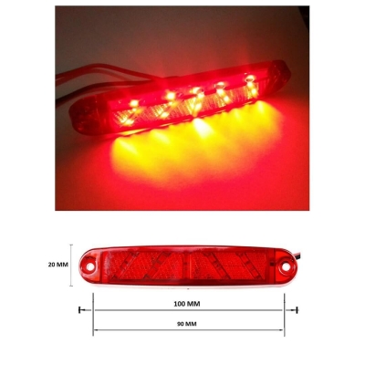 LED габарит за камион , бус , ремарке и др 12V - 24V 15 диода - червен 811
