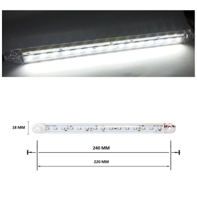 LED габарит за камион , бус , ремарке и др 12V - 24V 15 диода - бял 814