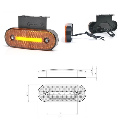 LED габарит за камион , бус , ремарке и др 12V - 24V с рефлектор - оранжев 0143