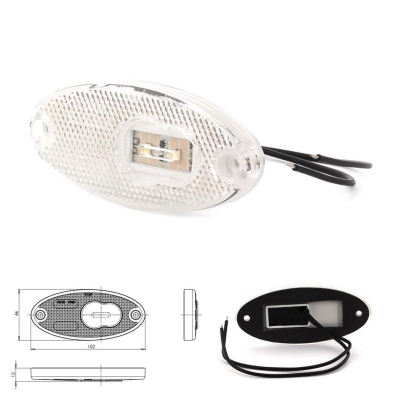 LED Светодиоден Габарит, Бял, Е-Mark, 12V-24V