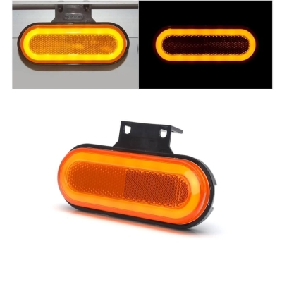 LED Светодиоден Габарит, Мигач, със Стойка, Маркер, Оранжев, Вграден Рефлектор, Е-Mark, Ефект Неон, Водоустойчив, 12V-24V