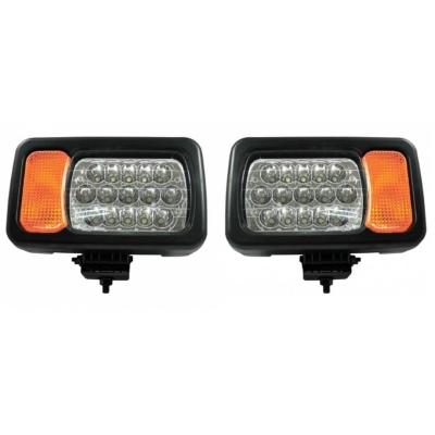 Комплект LED фарове - къси / дълги светлини, мигач, рефлектор - подходящ за трактор, комбайн, багер и др - 16 диода