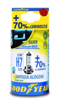 Комплект от 2 броя халогенни крушки крушка H7 Х7 12V 55W + 70% 3000K E4 Goodyear Гудиър