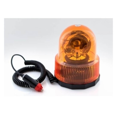 Въртяща сигнална/аварийна оранжева лампа 12V Маяк с магнитна база, 25W