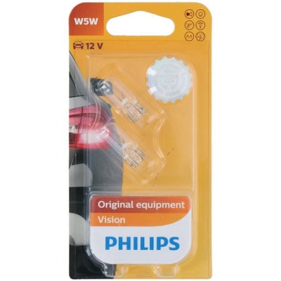 Комплект от 2 броя крушки крушка 12V T10 5W в блистер бяла светлина Philips