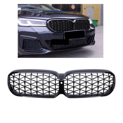 Бъбреци решетки за BMW 5-та серия G30 G38 525i 530i 540i 2020+ Facelift Фейслифт LCI Diamond Style Черен Гланц