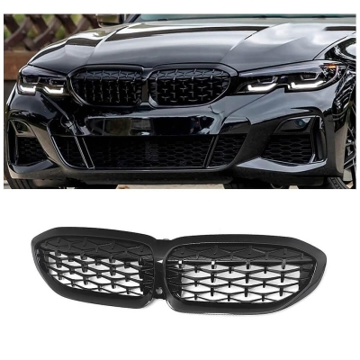 Бъбреци решетки за BMW 3-та Серия G20 Sedan 2019+, G21 Touring, G28 Sedan Diamond Style Черен Гланц
