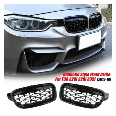 Бъбреци решетки за BMW 3-та серия 2012-2018 F30 F31 Diamond Style Черен Гланц