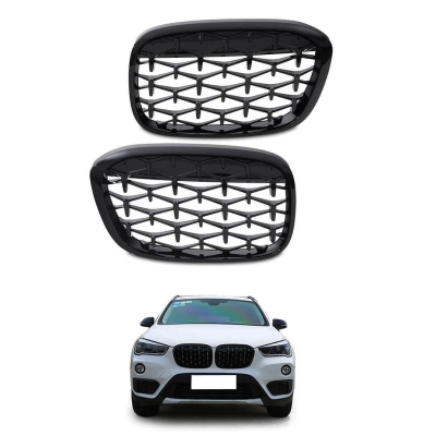 Бъбреци решетки за BMW X1 F48 (2015-2019) Diamond Style Черен Гланц