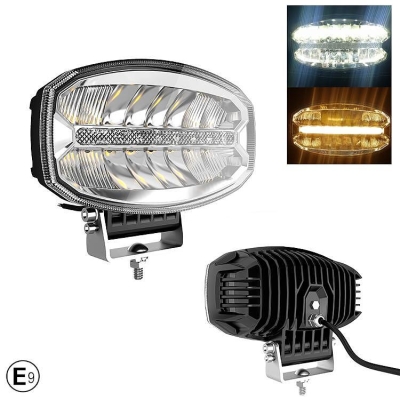 80W LED Лед Диоден Фар Халоген Лампа С Три Функции Неон Neon Ефект Бяло-Жълто / Оранжево 5800lm 12V - 24V E-Mark