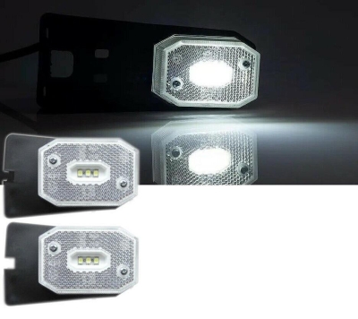 2 Броя LED Лед Габарит със Стойка, Рефлектор, Бяла Светлина, Маркер, Токос, 12V - 24V, E-Mark E9, За Каравана, Кемпер и др.