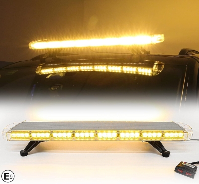 96.5 см 72 LED ЛЕД 72W мощна аварийна диодна сигнална лампа блиц 12-24V 15 режима на работа жълта оранжева светлина E-Mark Е9 за пътна помощ платформа