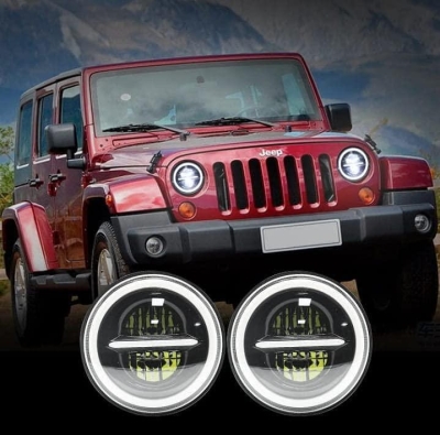 Комплект 2бр. 7" LED фара 12-24V къси/дълги с DRL и мигач 7500lm.
