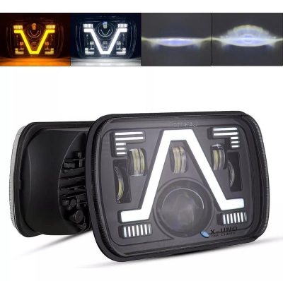 Универсален 5x7" LED фар 12-24V къси/дълги с DRL и мигач 4800lm.