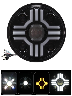 Универсален 7" LED фар 12-24V къси/дълги с DRL и мигач за ATV, джип, мотоциклет и др.