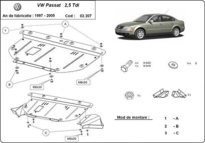 Метална кора под двигател VOLKSWAGEN PASSAT, седан от 2000 до 2005