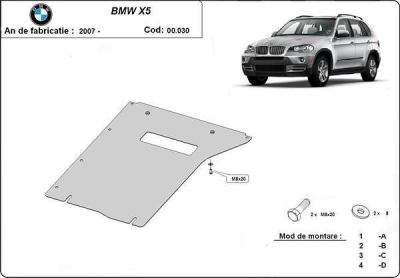 Метална кора под скоростна кутия BMW X5 (E70) от 2007 до 2013