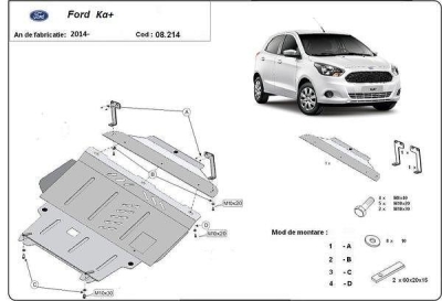 Метална кора под двигател и скоростна кутия FORD KA от 2008 до 2016