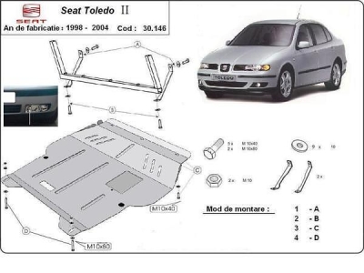 Метална кора под двигател и скоростна кутия SEAT TOLEDO от 1999 до 2004