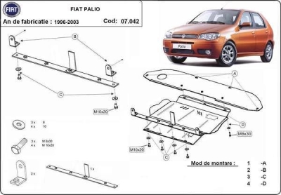 Метална кора под двигател и скоростна кутия FIAT PALIO/SIENA/ALBEA от 1996 до 2002