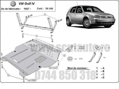 Метална кора под двигател и скоростна кутия VOLKSWAGEN GOLF IV от 1998 до 2004