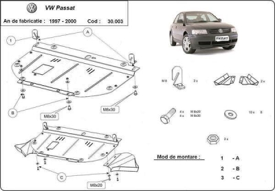 Метална кора под двигател VOLKSWAGEN PASSAT от 1997 до 2000