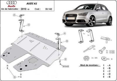 Метална кора под двигател и скоростна кутия AUDI A1 (8X1, 8XF) от 2010