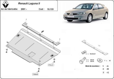 Метална кора под двигател и скоростна кутия RENAULT LAGUNA II (KG0/1_) комби от 2005 до 2007