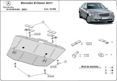 Метална кора под двигател MERCEDES E (W211) от 2002 до 2009