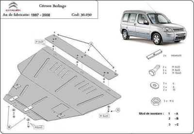 Метална кора под двигател и скоростна кутия CITROEN BERLINGO от 2002 до 2008